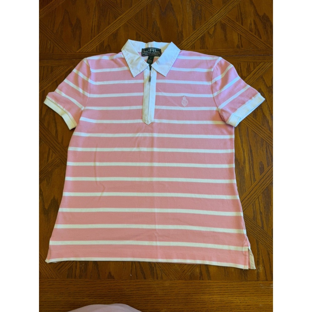 Ralph Lauren Active Pink Striped 1/4 Zip Polo Shirt Women's Size XL Women's Golf